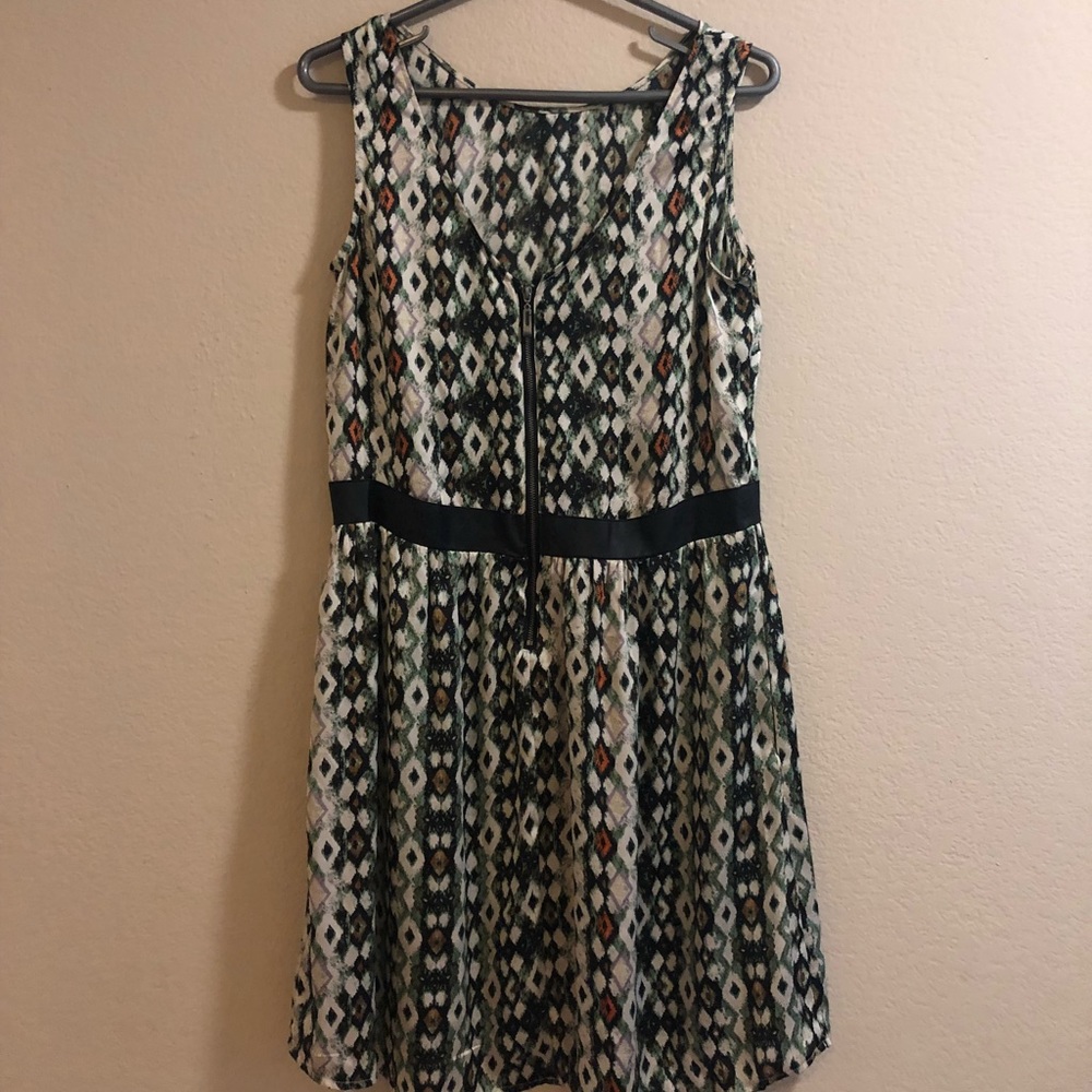 Massimo  zip Front green dress M